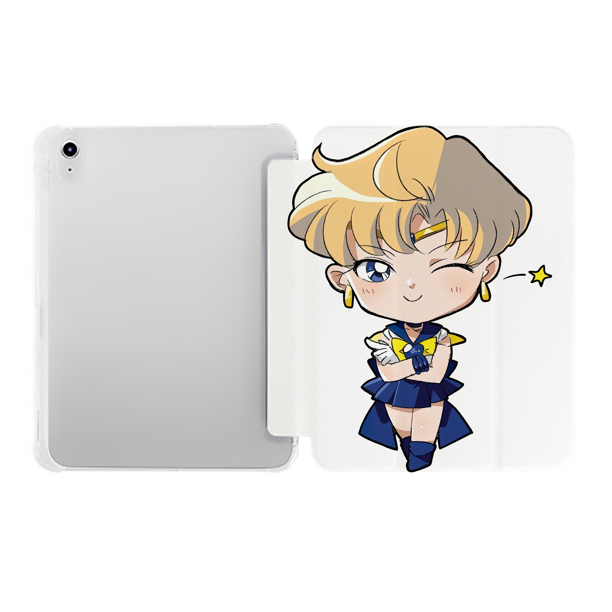 （画像用） 美少女戦士セーラームーン 天王はるか Sailor Moon Tenoh Haruka IPad ケース ペン収納付き 三つ折りスタンド PUレザー×シリコン 対応機種9.5/10.5/10.9インチ